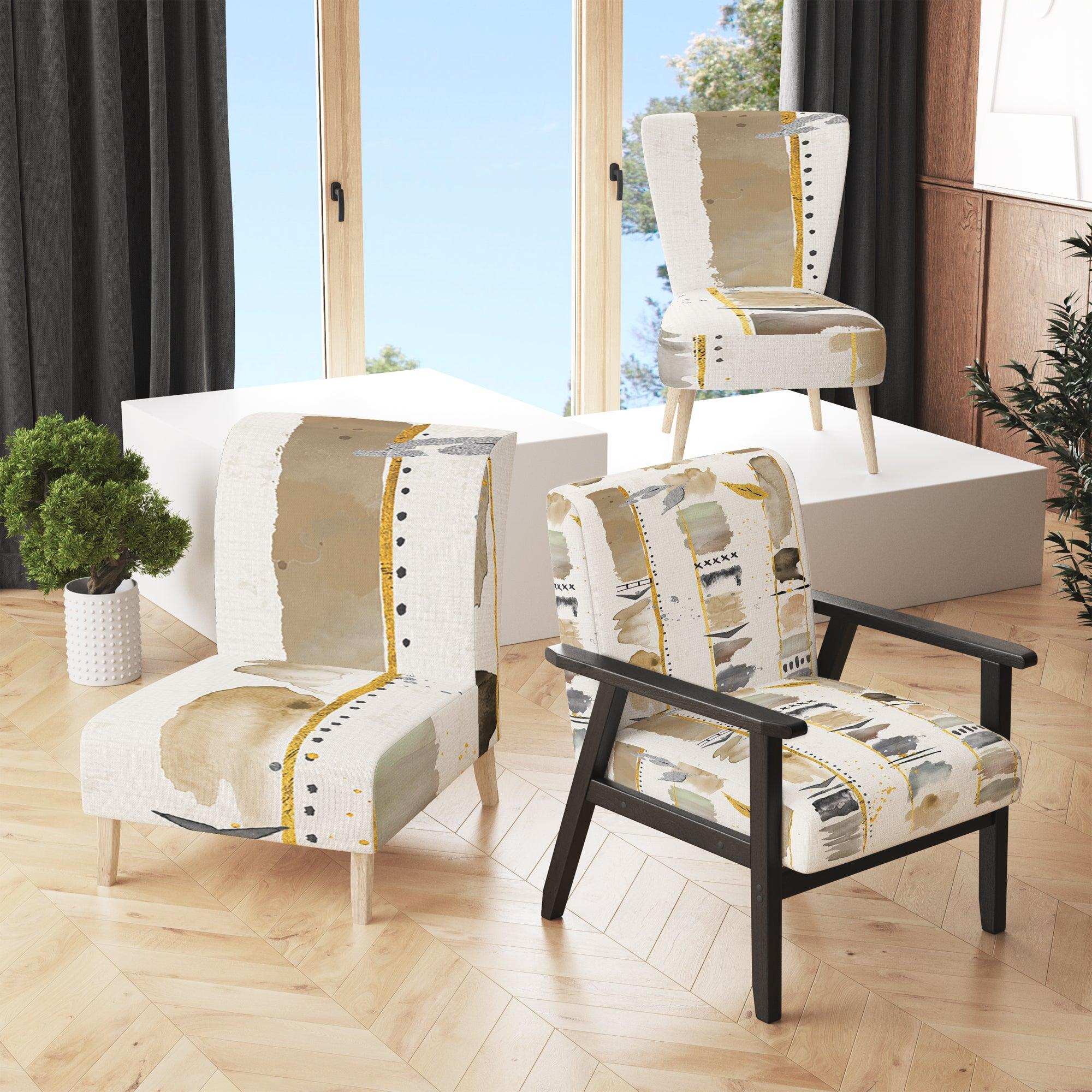 Abstract Gold Birch Trees I - Traditional Accent Chair