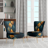 Golden Diamond Rising On Retro Navy Blue - Modern Accent Slipper Chair