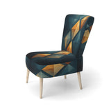 Golden Diamond Rising On Retro Navy Blue - Modern Accent Slipper Chair