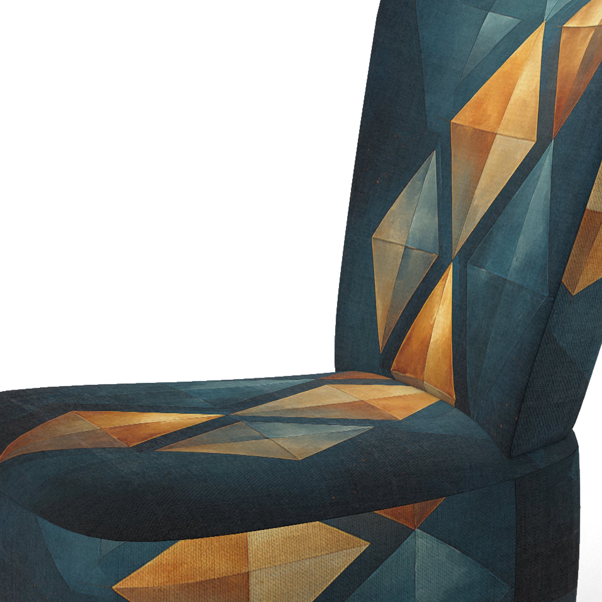 Golden Diamond Rising On Retro Navy Blue - Modern Accent Slipper Chair