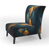 Golden Diamond Rising On Retro Navy Blue - Modern Accent Slipper Chair