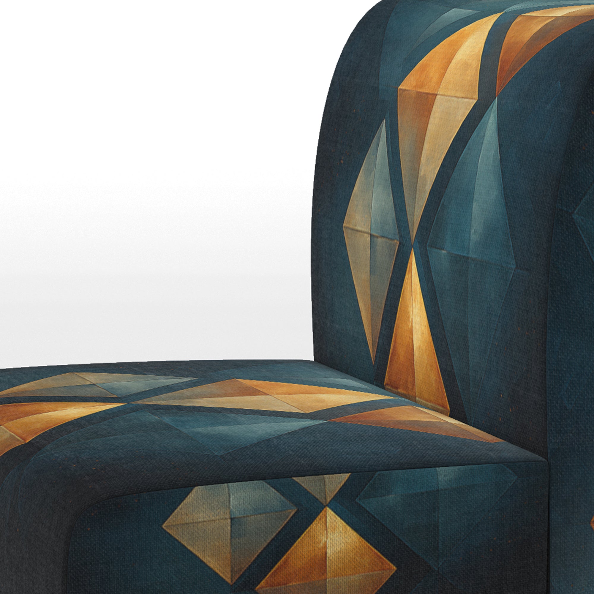 Golden Diamond Rising On Retro Navy Blue - Modern Accent Slipper Chair