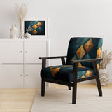 Golden Diamond Rising On Retro Navy Blue - Modern Accent Slipper Chair