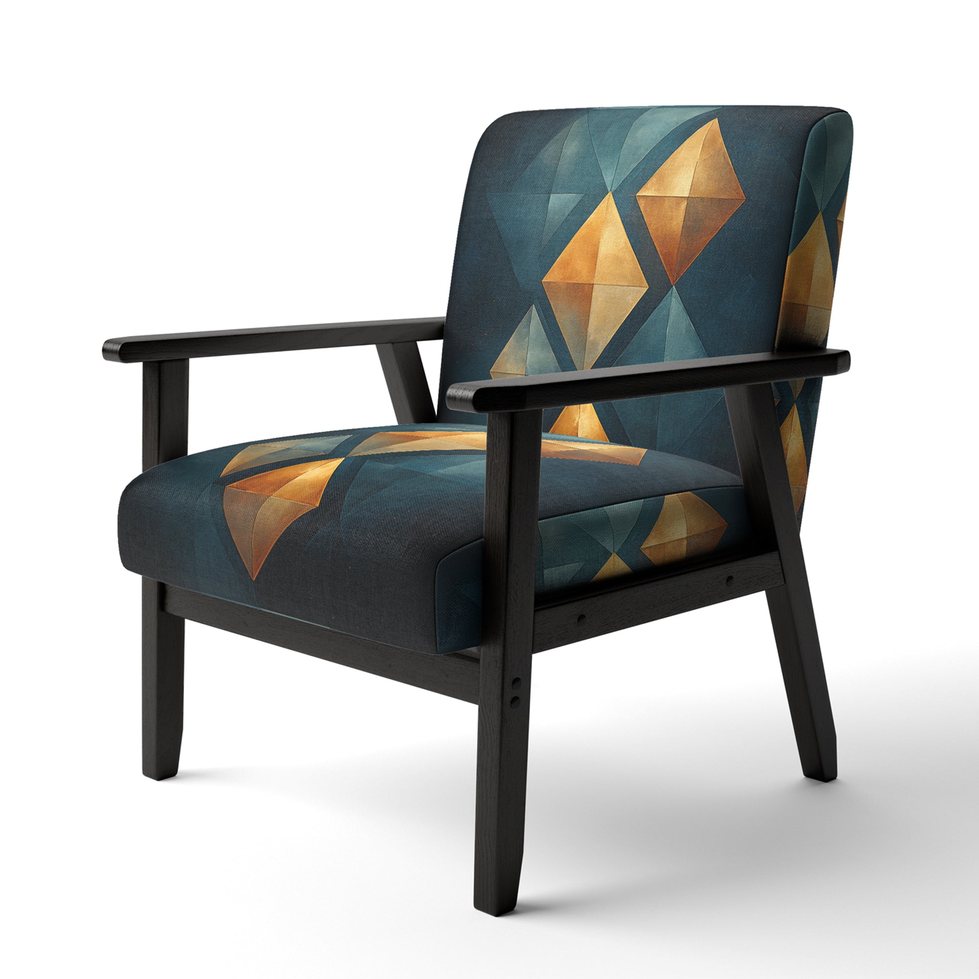 Golden Diamond Rising On Retro Navy Blue - Modern Accent Slipper Chair