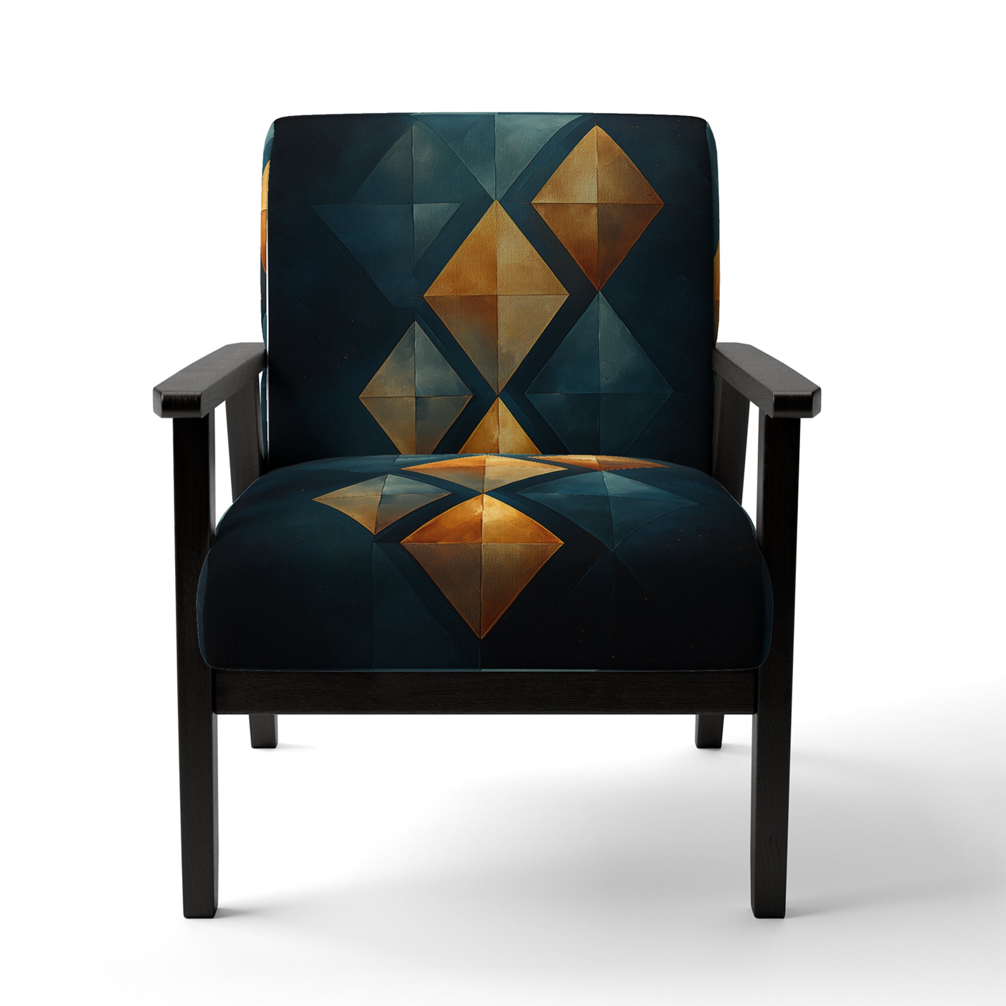 Golden Diamond Rising On Retro Navy Blue - Modern Accent Slipper Chair