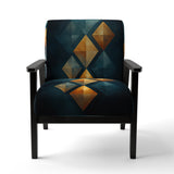 Golden Diamond Rising On Retro Navy Blue - Modern Accent Slipper Chair