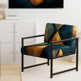 Golden Diamond Rising On Retro Navy Blue - Modern Accent Slipper Chair