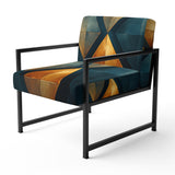 Golden Diamond Rising On Retro Navy Blue - Modern Accent Slipper Chair