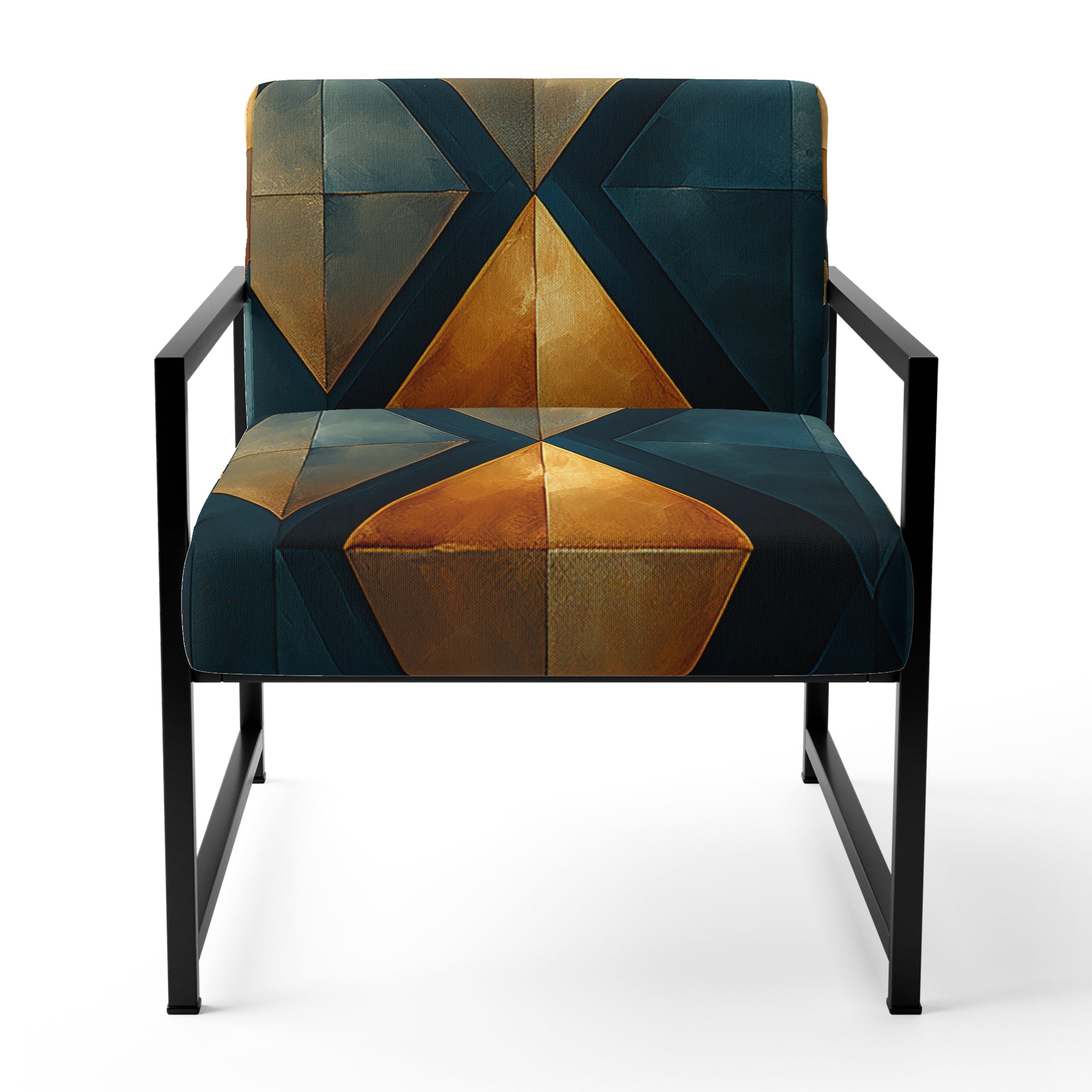 Golden Diamond Rising On Retro Navy Blue - Modern Accent Slipper Chair