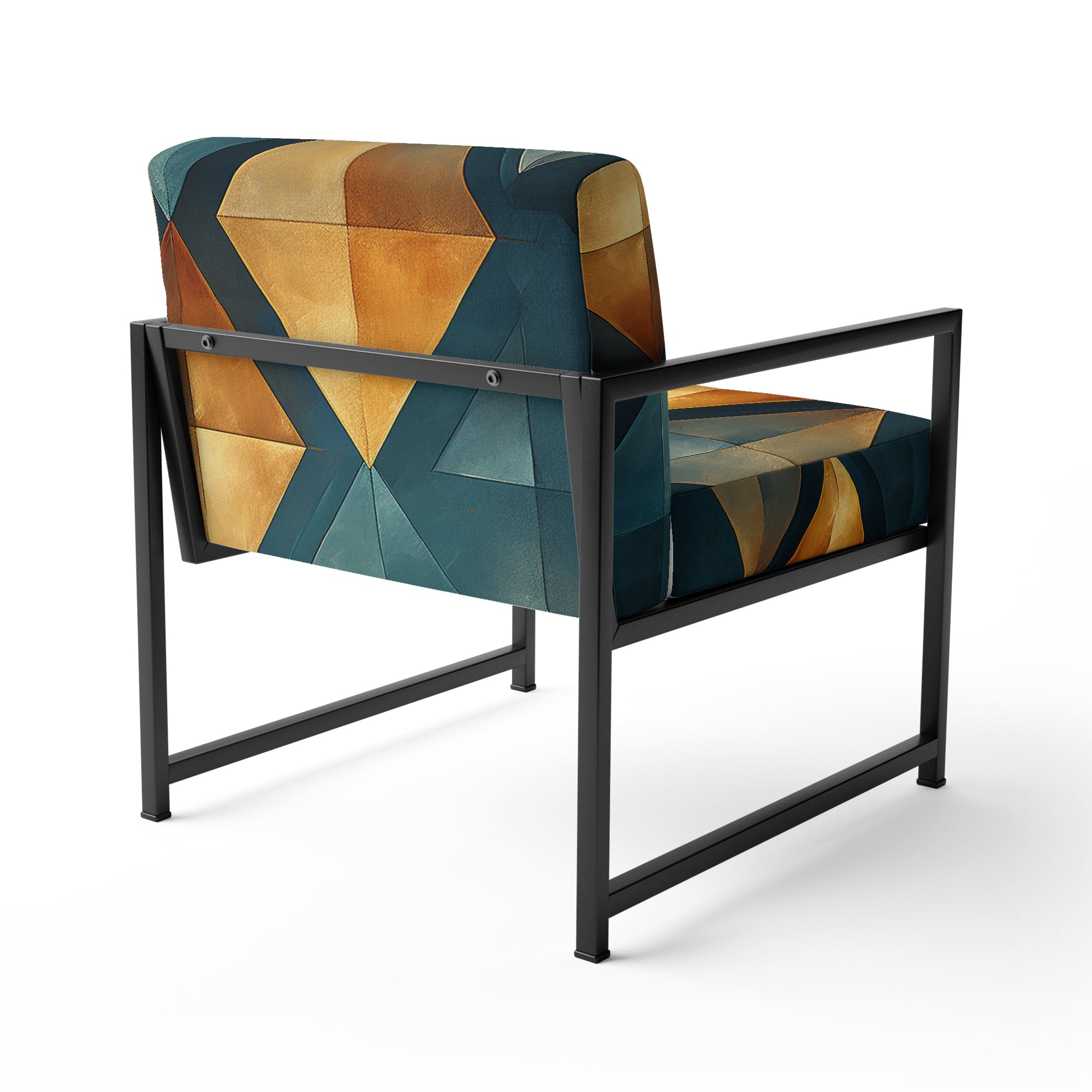 Golden Diamond Rising On Retro Navy Blue - Modern Accent Slipper Chair