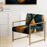 Golden Diamond Rising On Retro Navy Blue - Modern Accent Slipper Chair