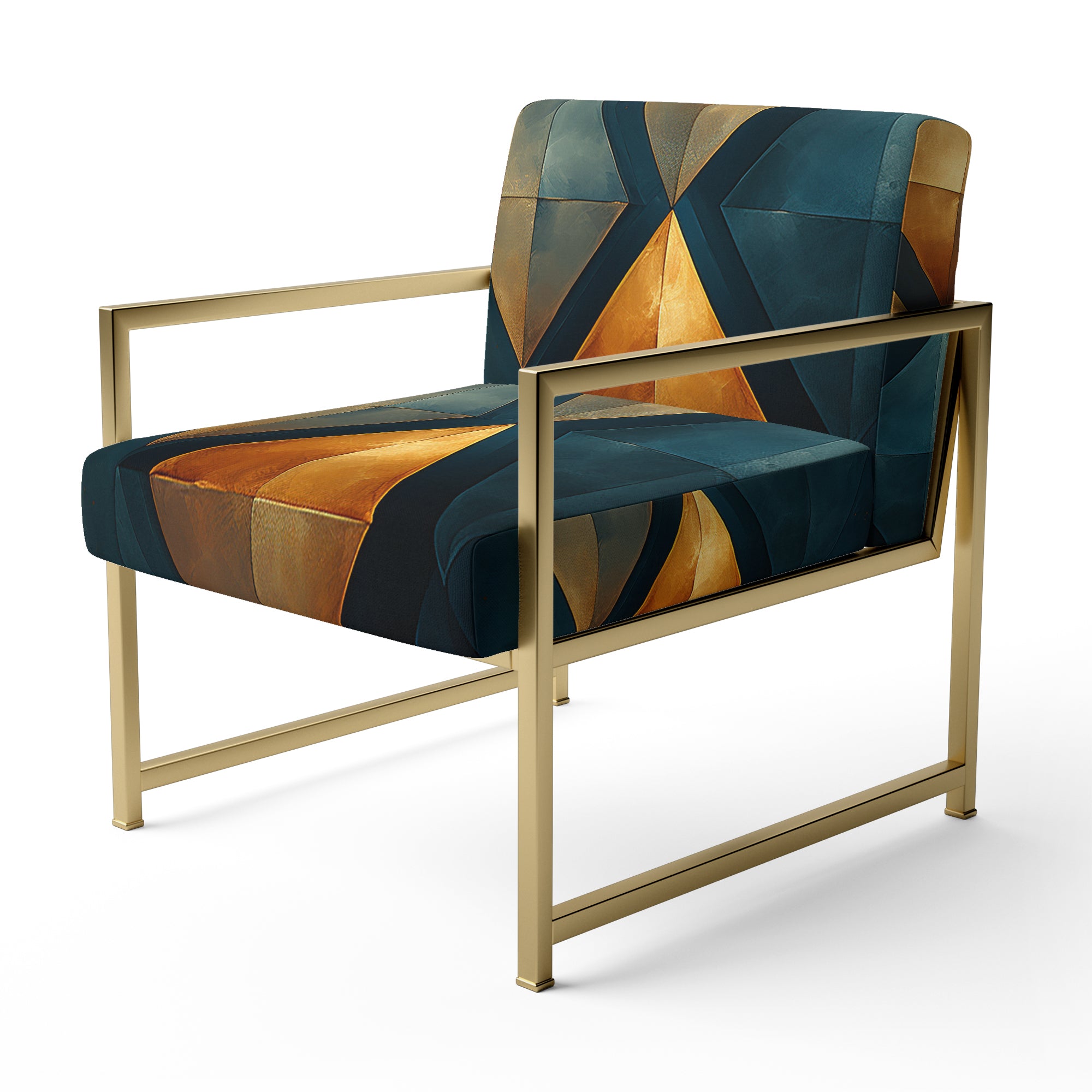 Golden Diamond Rising On Retro Navy Blue - Modern Accent Slipper Chair