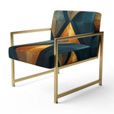 Golden Diamond Rising On Retro Navy Blue - Modern Accent Slipper Chair