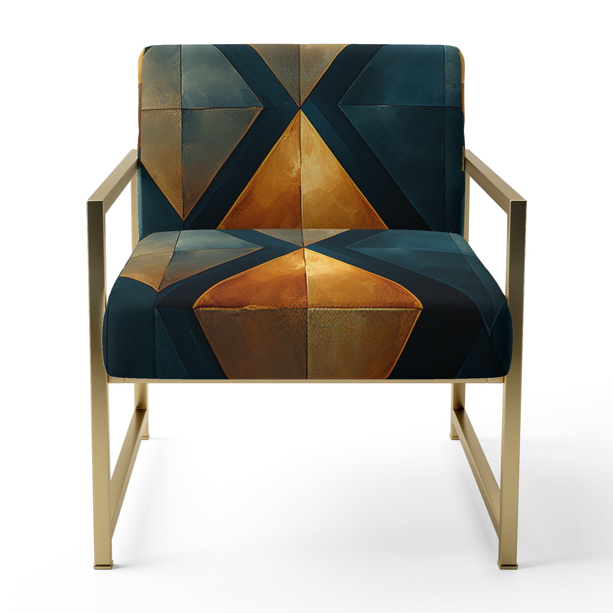 Golden Diamond Rising On Retro Navy Blue - Modern Accent Slipper Chair