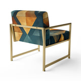 Golden Diamond Rising On Retro Navy Blue - Modern Accent Slipper Chair