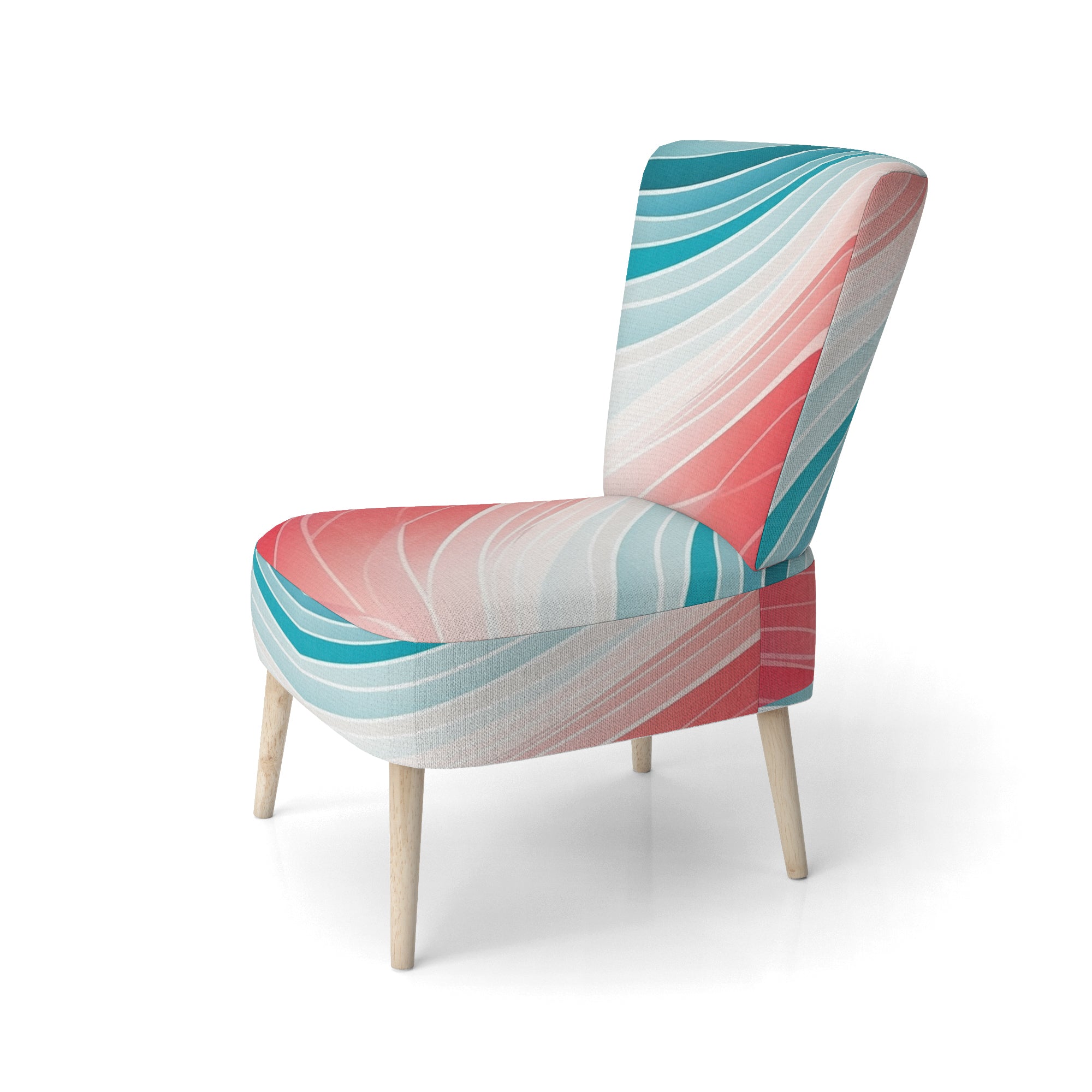 Bold Graphic Sunset In Teal and pink - Upholstered Modern Accent Chairs