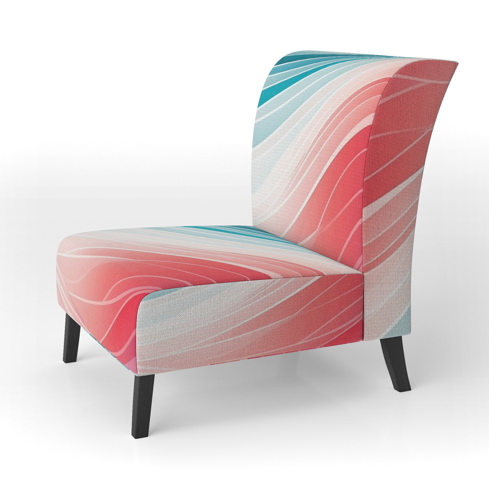 Bold Graphic Sunset In Teal and pink - Upholstered Modern Accent Chairs