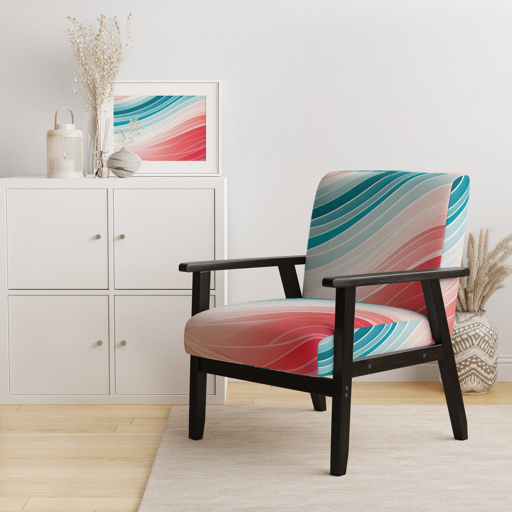 Bold Graphic Sunset In Teal and pink - Upholstered Modern Accent Chairs