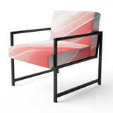 Bold Graphic Sunset In Teal and pink - Upholstered Modern Accent Chairs