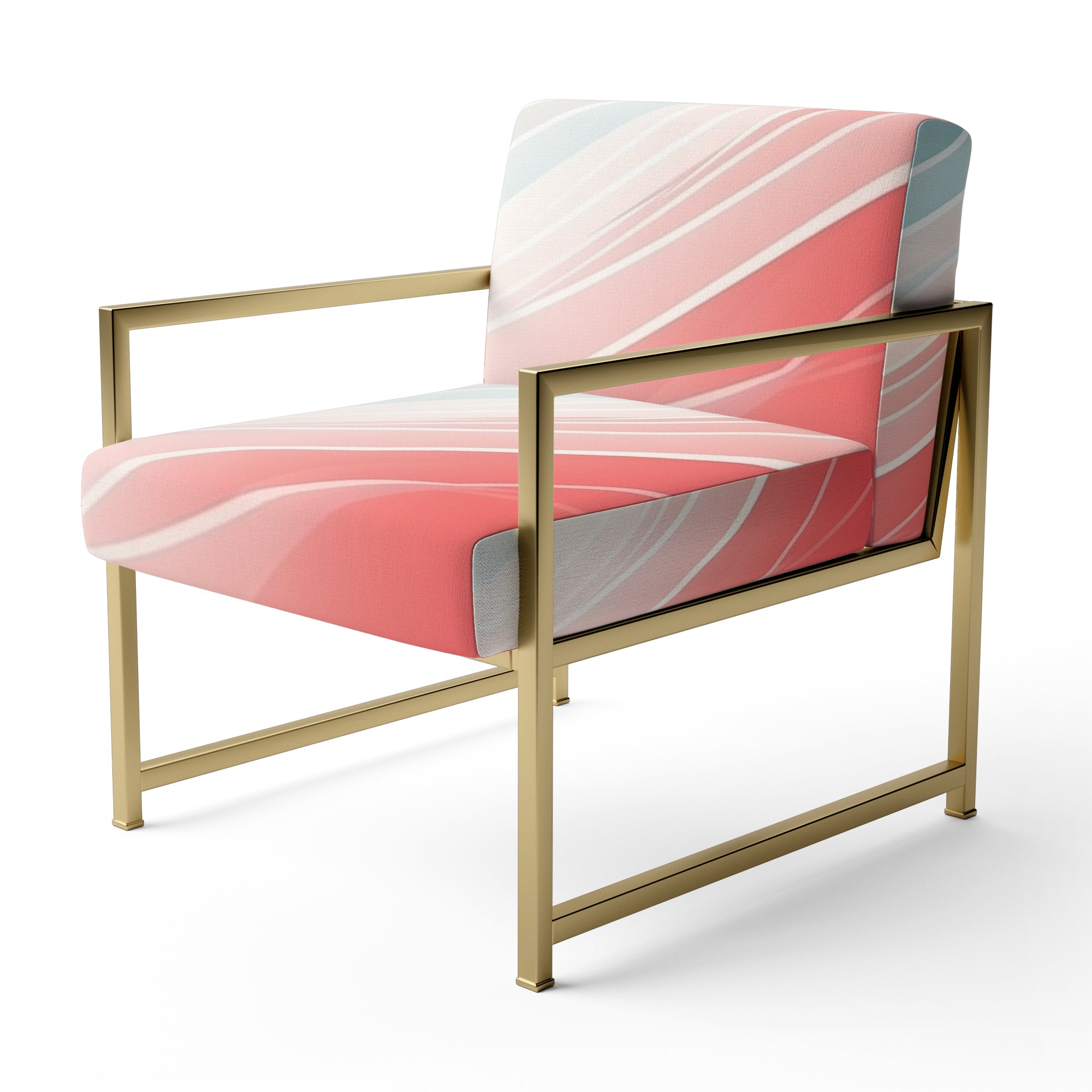 Bold Graphic Sunset In Teal and pink - Upholstered Modern Accent Chairs