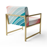 Bold Graphic Sunset In Teal and pink - Upholstered Modern Accent Chairs