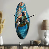 Turtle Aquatic Wandererin Ocean - Asymmetric Metal Wall Clock