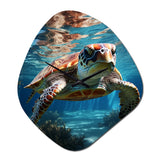 Turtle Aquatic Wandererin Ocean - Asymmetric Metal Wall Clock