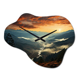 USA Great Smoky Mountains In Sunset - Asymmetric Metal Wall Clock