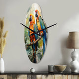 Two Parrots On Branch I - Asymmetric Metal Wall Clock