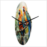 Two Parrots On Branch I - Asymmetric Metal Wall Clock