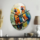 Two Parrots On Branch I - Asymmetric Metal Wall Clock