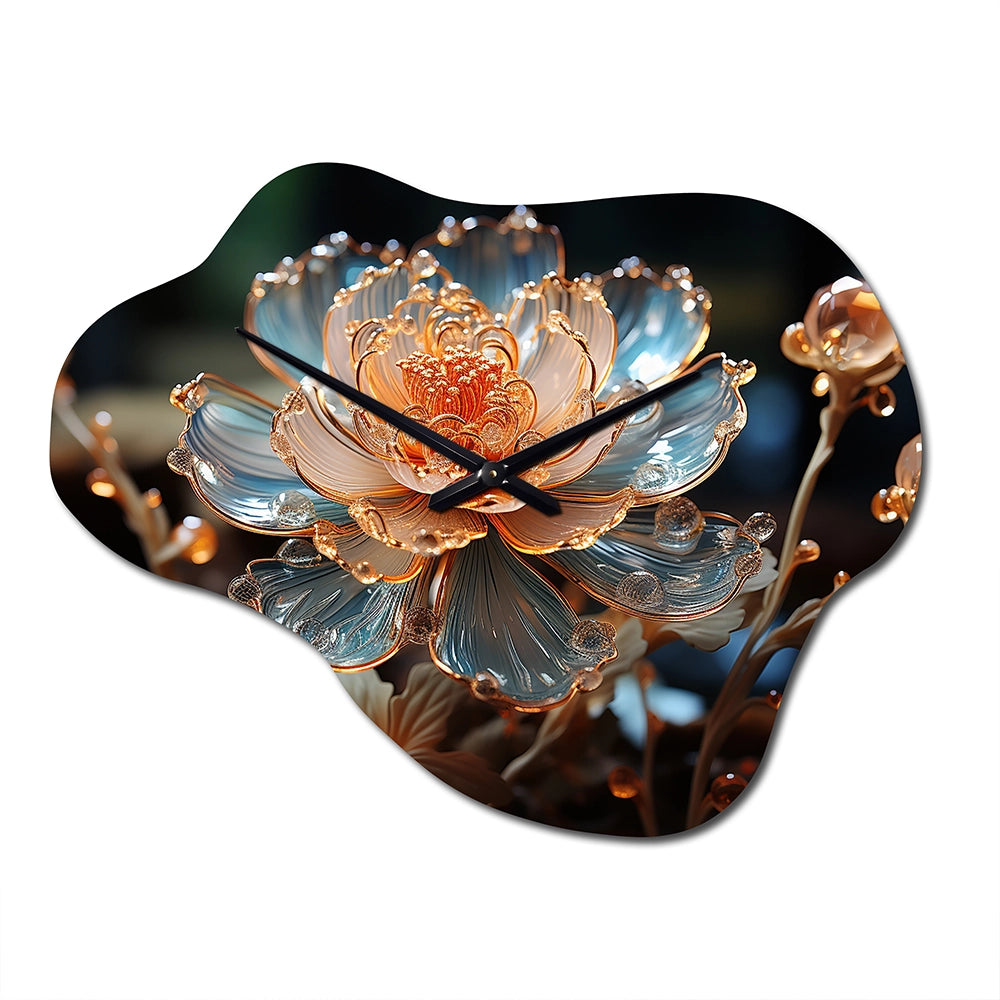 Peach Flower Crystal I - Asymmetric Metal Wall Clock