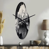 Grey White Hydrangea Bloom II - Asymmetric Metal Wall Clock