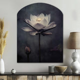 Grey Monochrome Lotus Symphony III - Asymmetric Metal Wall Clock