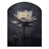 Grey Monochrome Lotus Symphony III - Asymmetric Metal Wall Clock