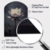 Grey Monochrome Lotus Symphony III - Asymmetric Metal Wall Clock