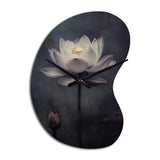 Grey Monochrome Lotus Symphony III - Asymmetric Metal Wall Clock