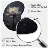 Grey Monochrome Lotus Symphony III - Asymmetric Metal Wall Clock