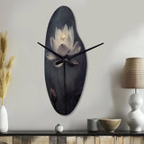 Grey Monochrome Lotus Symphony III - Asymmetric Metal Wall Clock
