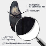 Grey Monochrome Lotus Symphony III - Asymmetric Metal Wall Clock