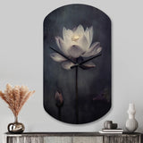 Grey Monochrome Lotus Symphony III - Asymmetric Metal Wall Clock