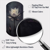 Grey Monochrome Lotus Symphony III - Asymmetric Metal Wall Clock