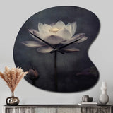 Grey Monochrome Lotus Symphony III - Asymmetric Metal Wall Clock
