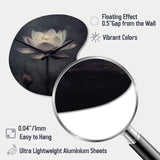 Grey Monochrome Lotus Symphony III - Asymmetric Metal Wall Clock