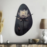 Grey Monochrome Lotus Symphony III - Asymmetric Metal Wall Clock