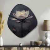 Grey Monochrome Lotus Symphony III - Asymmetric Metal Wall Clock