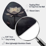 Grey Monochrome Lotus Symphony III - Asymmetric Metal Wall Clock