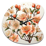Peach Blossom Bliss IV - Asymmetric Metal Wall Clock