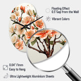 Peach Blossom Bliss IV - Asymmetric Metal Wall Clock