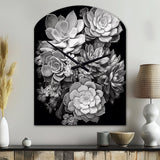 Grey Black Succulent Resilience - Asymmetric Metal Wall Clock